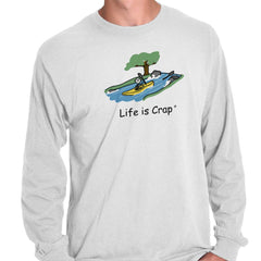 Kayak Waterfall Long Sleeve Tee-Direct To Garment Print-Life Is Crap
