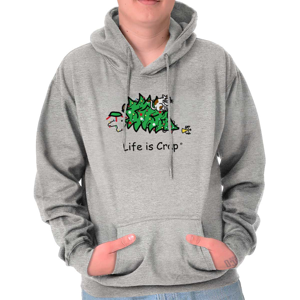 Cat Christmas Tree Hoodie-Direct To Garment Print-Life Is Crap