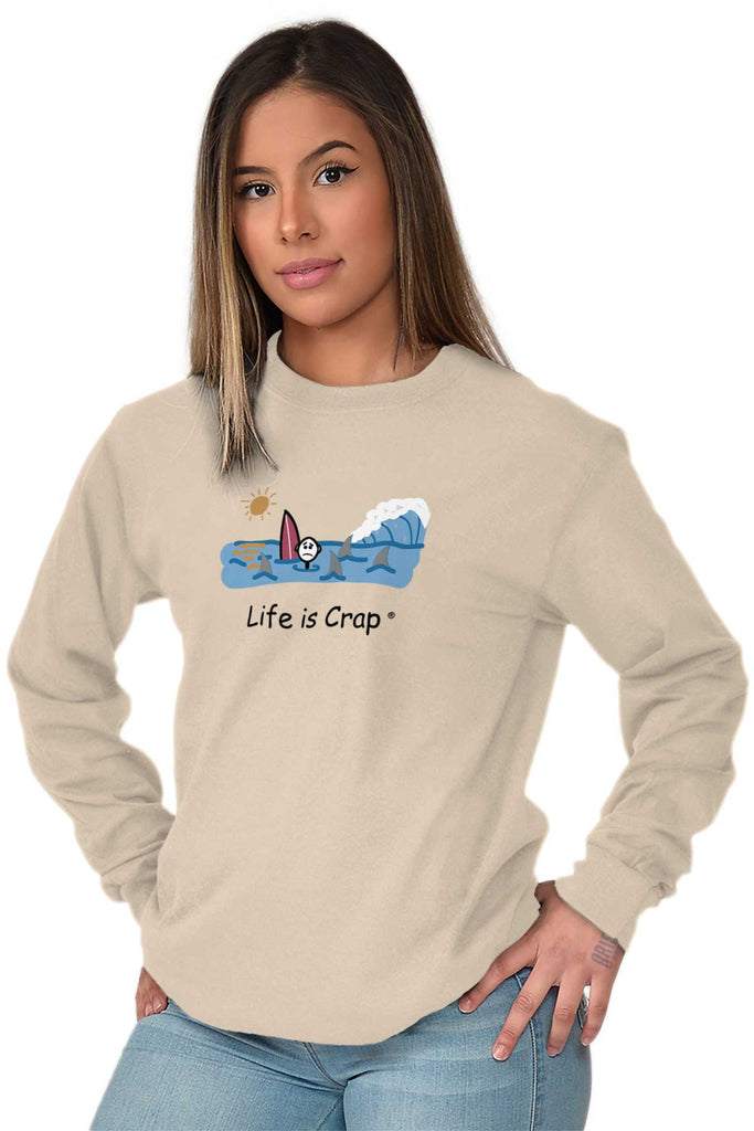 Shark Attack Long Sleeve Tee-Direct To Garment Print-Life Is Crap