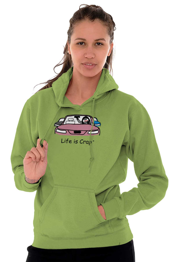 Lipstick In Car Hoodie-Direct To Garment Print-Life Is Crap
