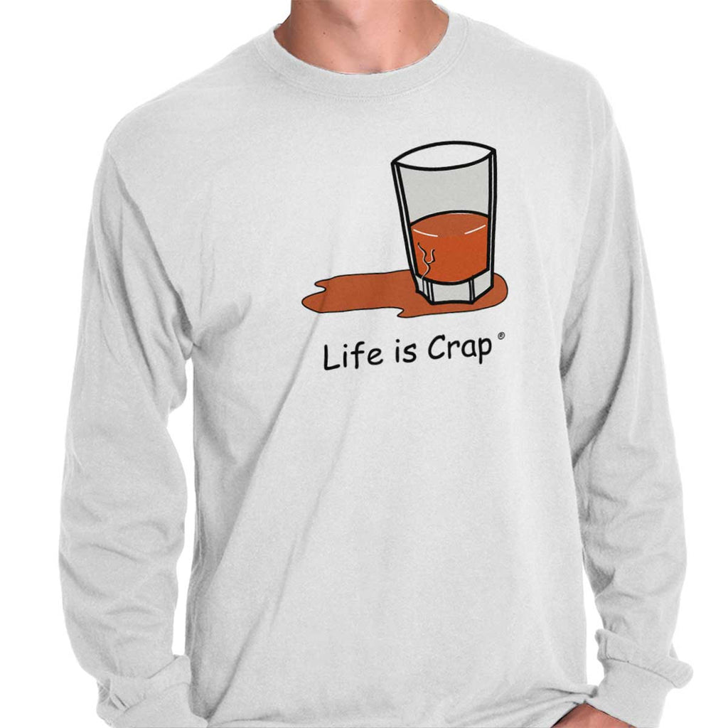 Glass Half Full Long Sleeve Tee-Direct To Garment Print-Life Is Crap