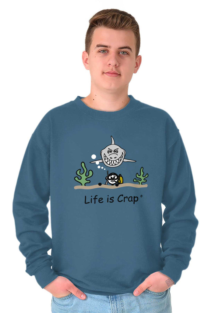 Shark Scuba Sweatshirt-Direct To Garment Print-Life Is Crap