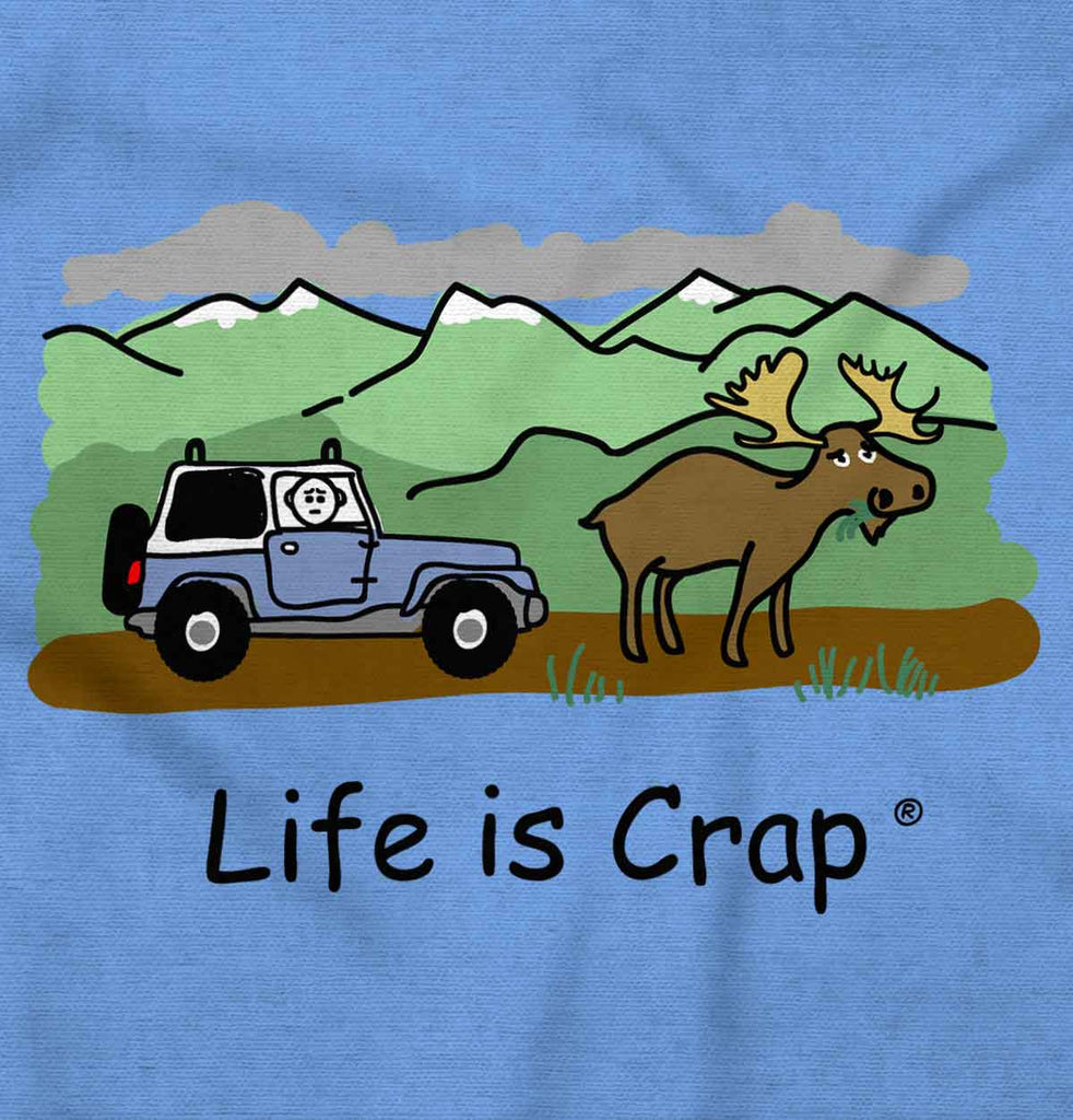 Moose In Road Sweatshirt-Direct To Garment Print-Life Is Crap