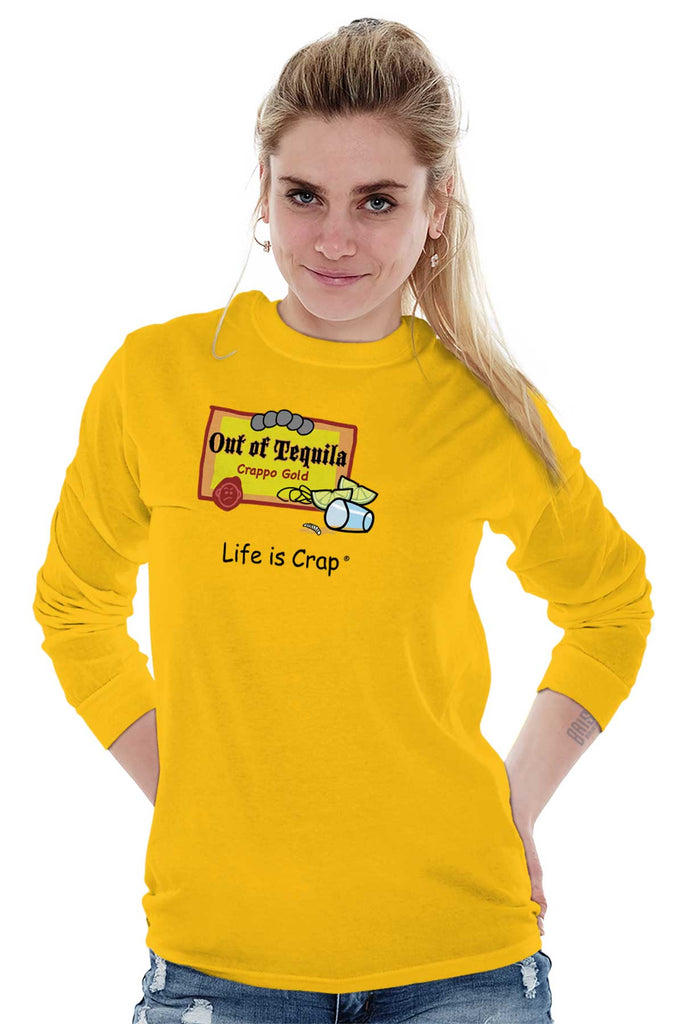 Out Of Tequila Label Long Sleeve Tee-Direct To Garment Print-Life Is Crap
