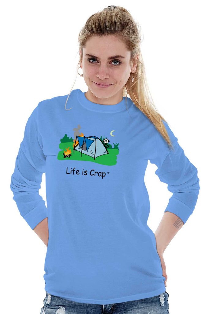 Tent On Fire Long Sleeve Tee-Direct To Garment Print-Life Is Crap