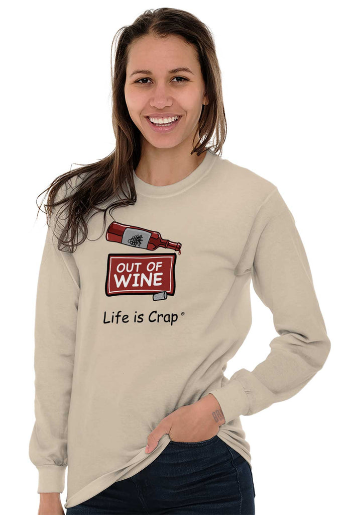 Out Of Wine Bottle Long Sleeve Tee-Direct To Garment Print-Life Is Crap