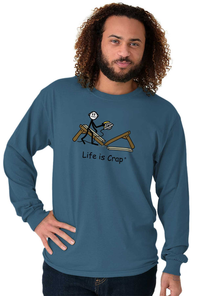 Saw Table Long Sleeve Tee-Direct To Garment Print-Life Is Crap
