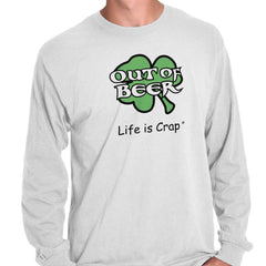 Out Of Beer Shamrock Long Sleeve Tee-Direct To Garment Print-Life Is Crap