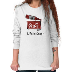 Out Of Wine Bottle Long Sleeve Tee-Direct To Garment Print-Life Is Crap