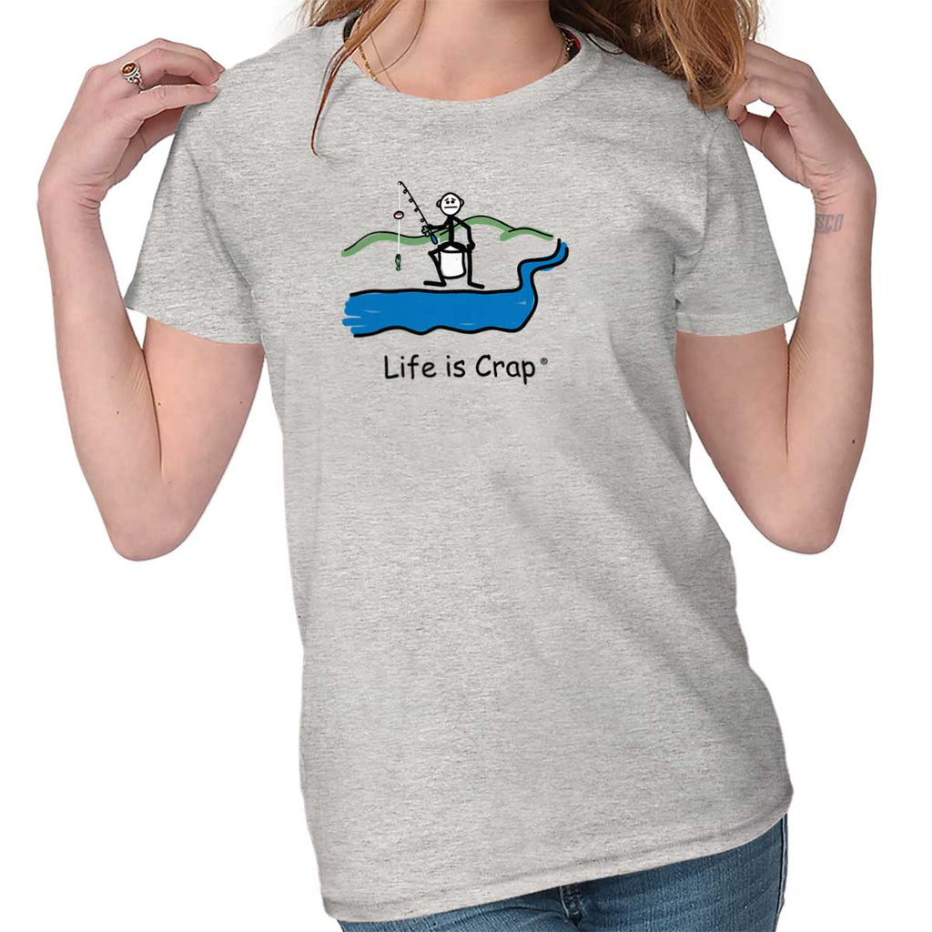 Small Fish Caught Ladies T-Shirt-Direct To Garment Print-Life Is Crap