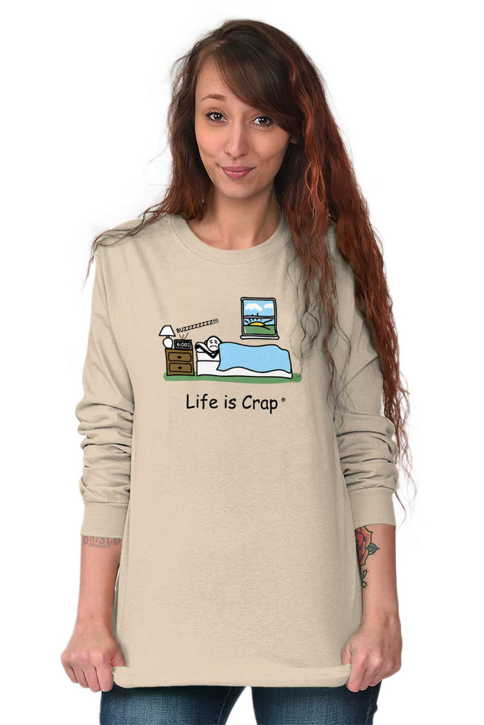 Alarm Clock Long Sleeve Tee-Direct To Garment Print-Life Is Crap