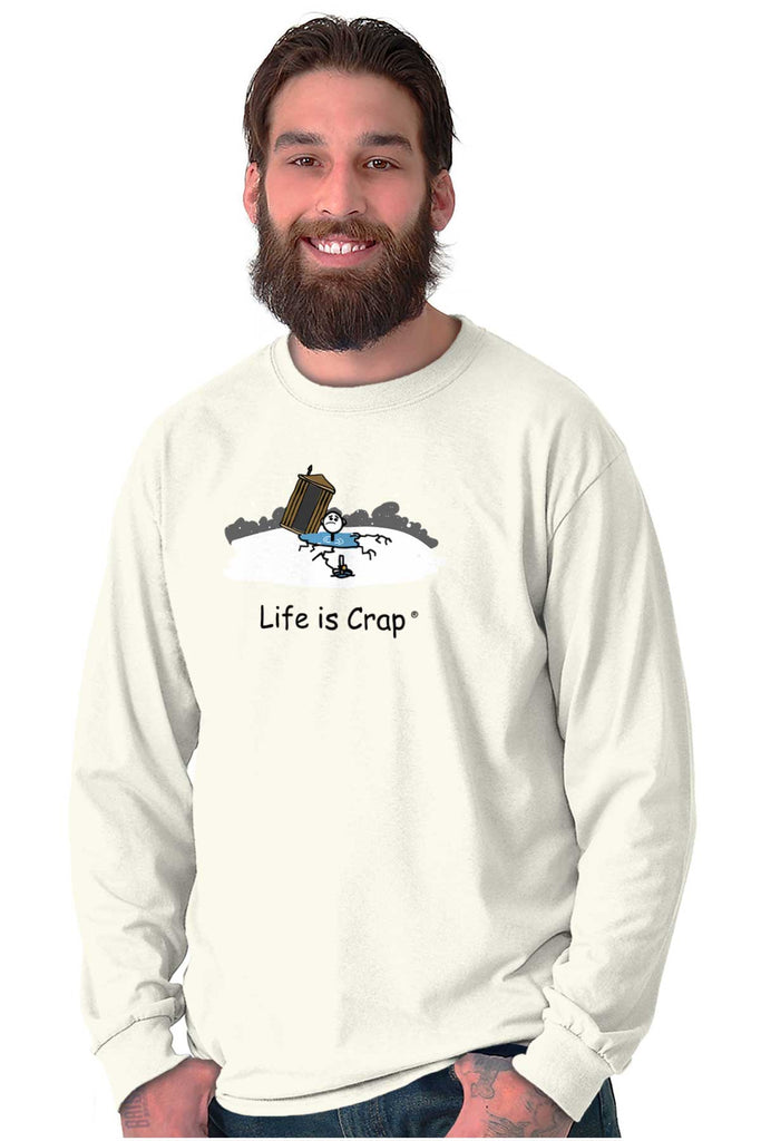 Life is Crap Ice Fishing Winter Sports Gift Long Sleeve T Shirts Tees For  Men