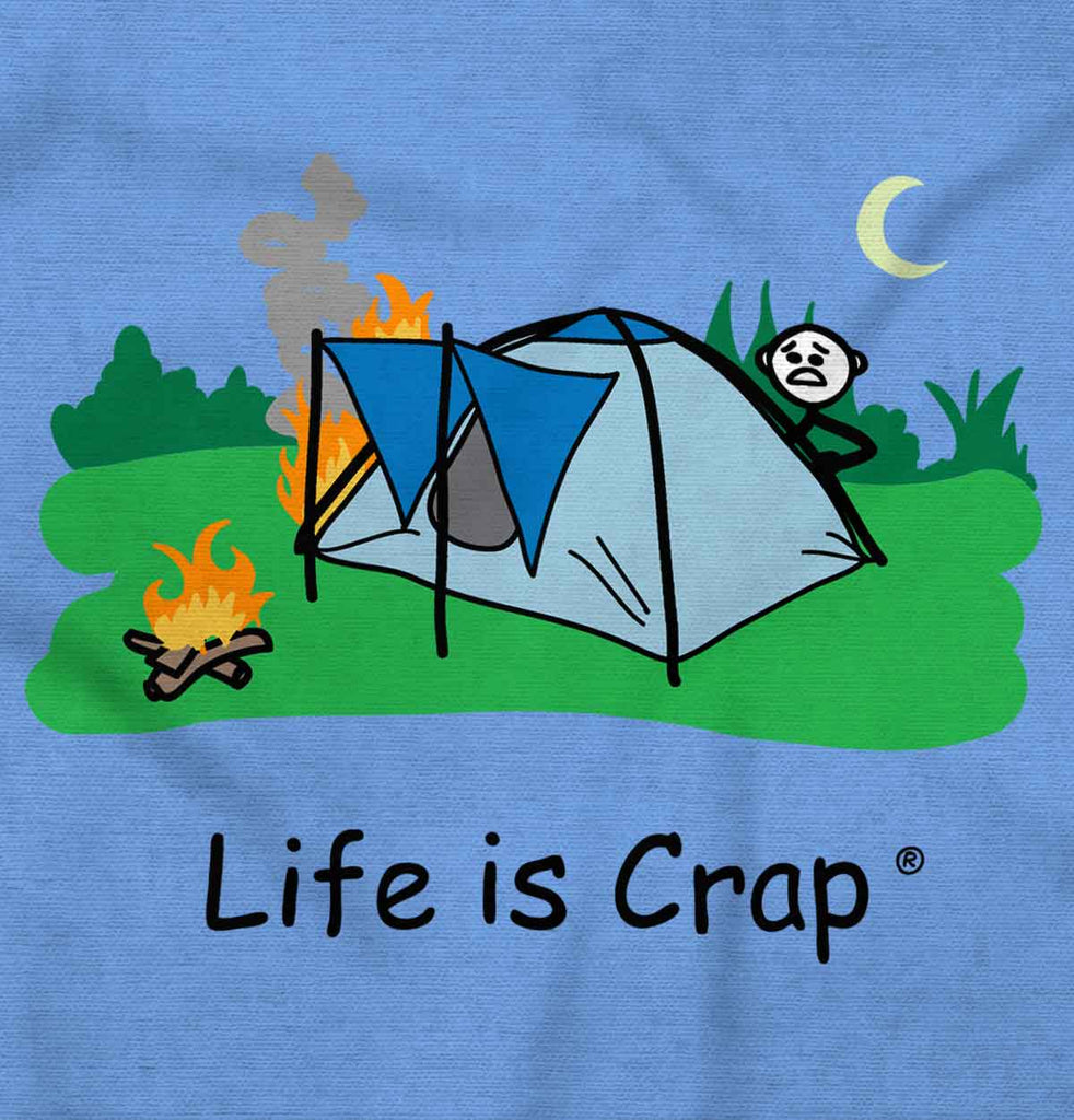 Tent On Fire Long Sleeve Tee-Direct To Garment Print-Life Is Crap