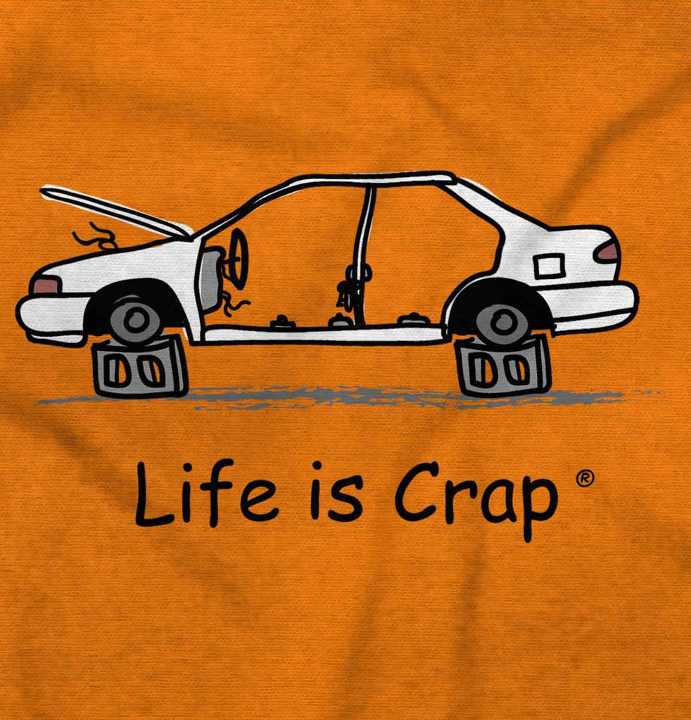 Scrap Car Long Sleeve Tee-Direct To Garment Print-Life Is Crap