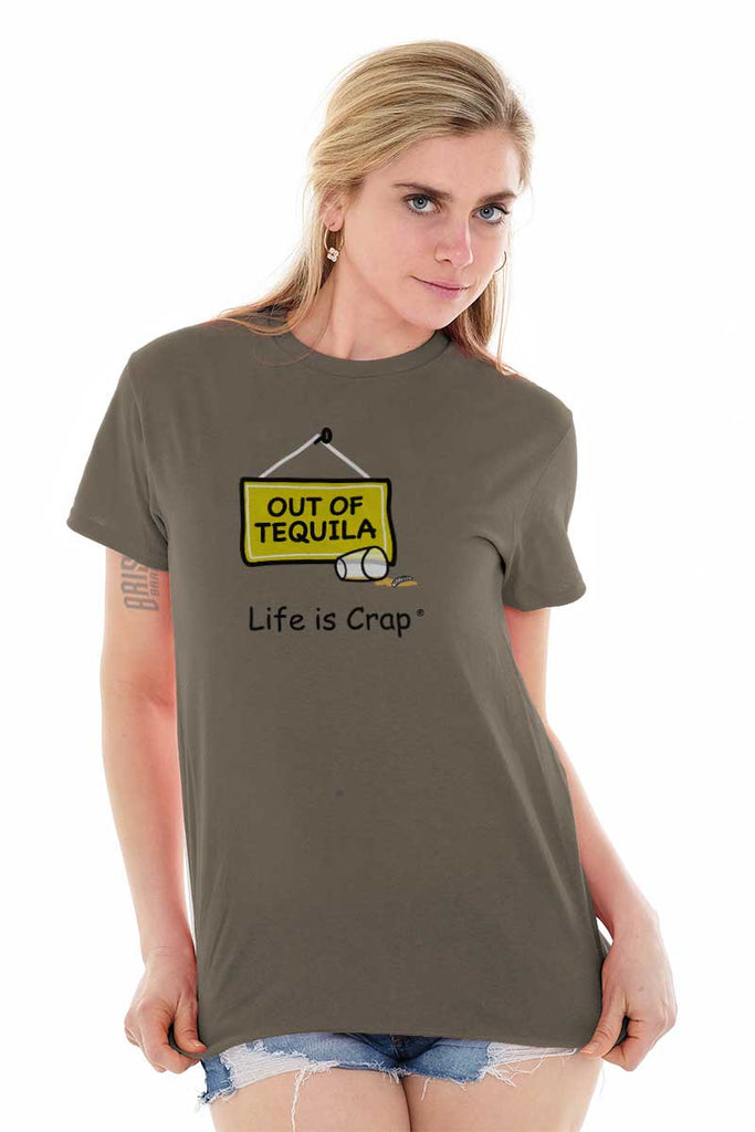 Out Of Tequila Shots T-Shirt-Direct To Garment Print-Life Is Crap