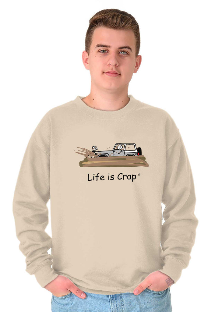 Jeep Stuck In Mud Sweatshirt-Direct To Garment Print-Life Is Crap
