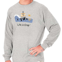 Surf With Sharks Long Sleeve Tee-Direct To Garment Print-Life Is Crap