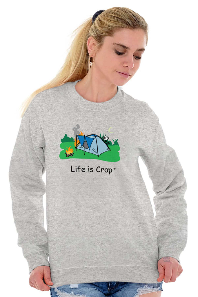 Tent On Fire Sweatshirt-Direct To Garment Print-Life Is Crap