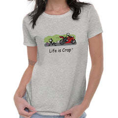 Biker Fall Ladies T-Shirt-Direct To Garment Print-Life Is Crap
