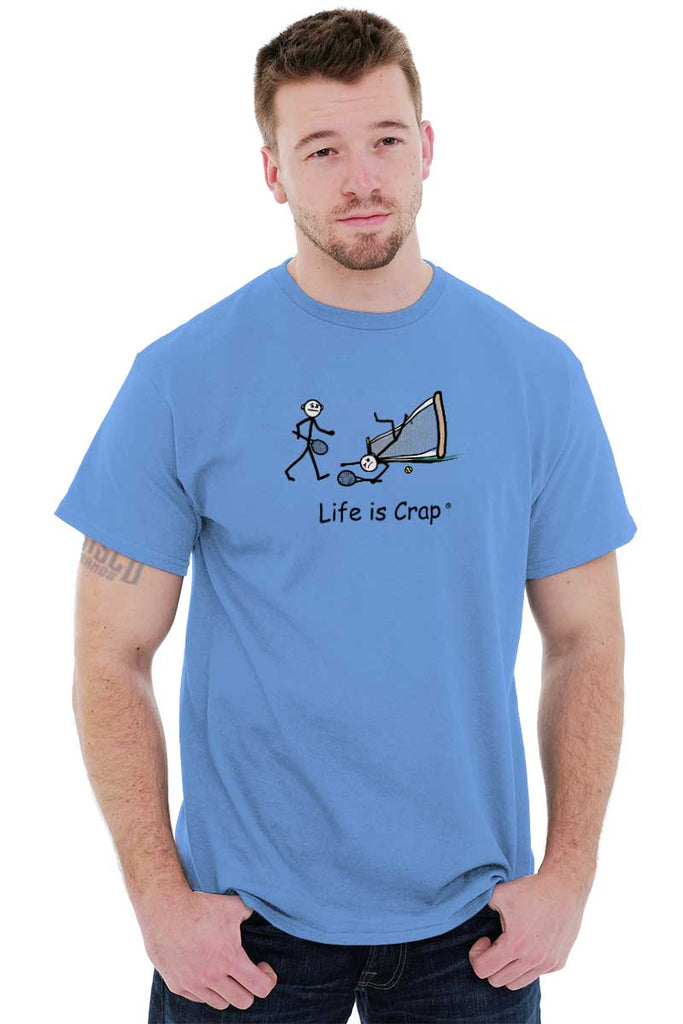 Brisco Brands Tennis Short Sleeve T-Shirt Tees Tshirts Life Is Crap Net Fail Sports Athletic, Adult Unisex, Size: Medium, White