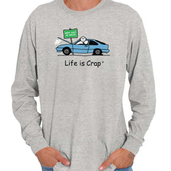Broken Down Car Long Sleeve Tee-Direct To Garment Print-Life Is Crap