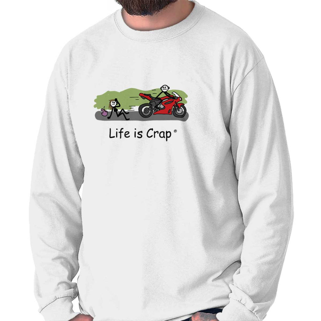 Biker Fall Long Sleeve Tee-Direct To Garment Print-Life Is Crap