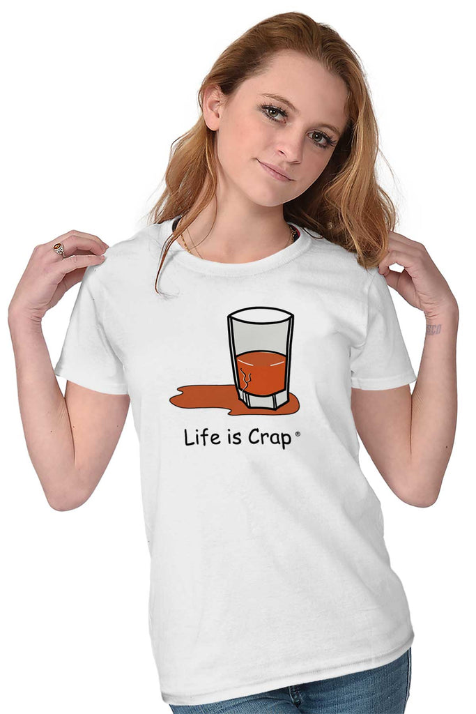 Glass Half Full Ladies Funny T Shirt Life Is Crap