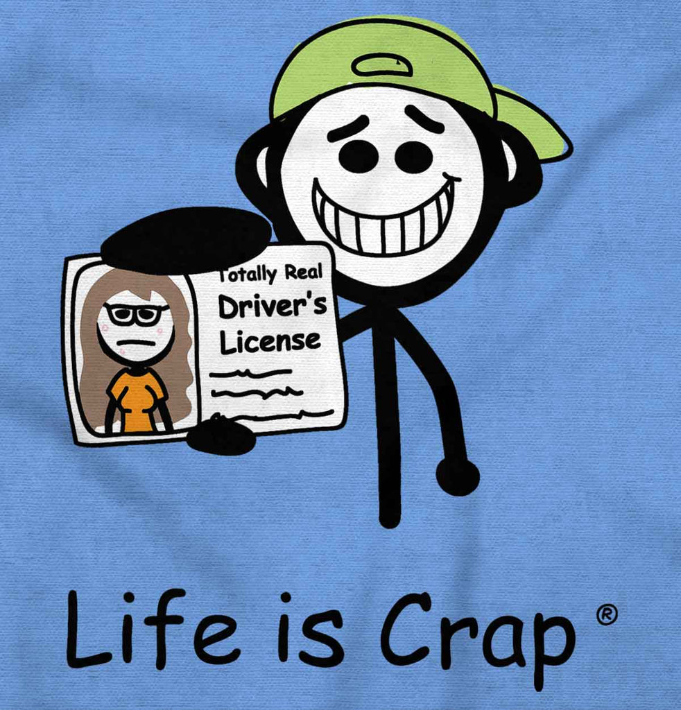 Fake ID Long Sleeve Tee-Direct To Garment Print-Life Is Crap