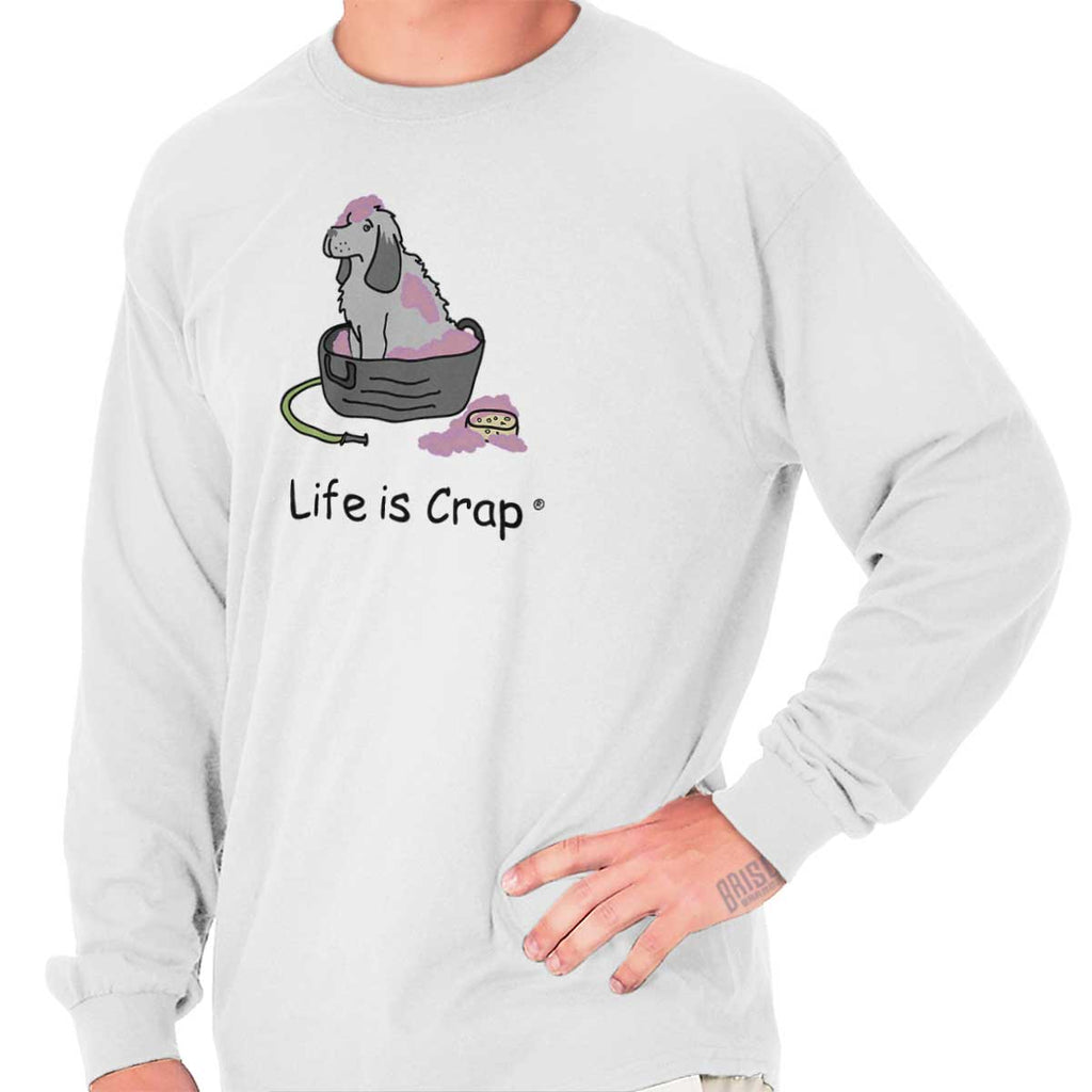 Dog Bath Long Sleeve Tee-Direct To Garment Print-Life Is Crap