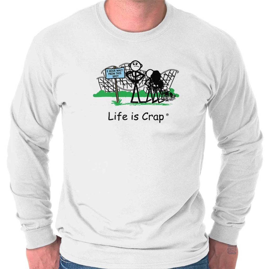 Rollercoaster Line Long Sleeve Tee-Direct To Garment Print-Life Is Crap