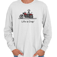 Motorcycle Flat Long Sleeve Tee-Direct To Garment Print-Life Is Crap