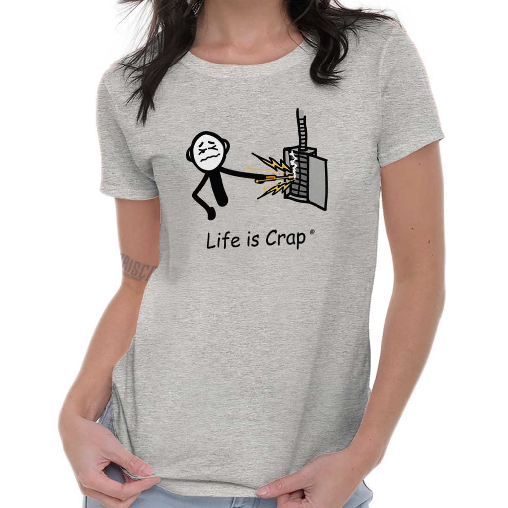 Electrical Box Ladies T-Shirt-Direct To Garment Print-Life Is Crap