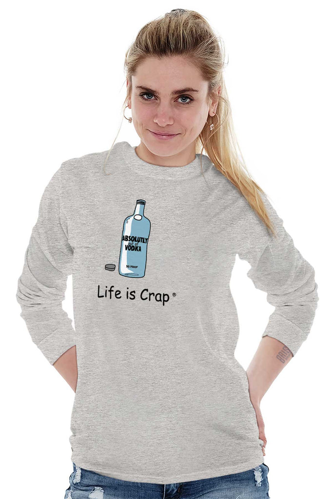 Absolutely Out Of Vodka Long Sleeve Tee-Direct To Garment Print-Life Is Crap