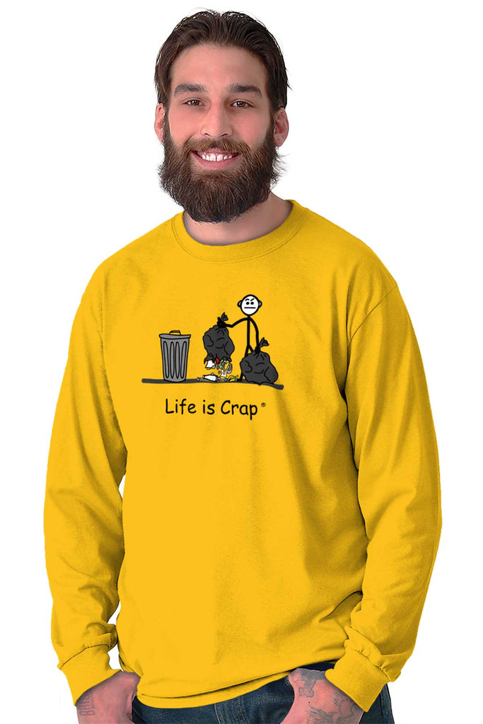 Broken Garbage Bag Long Sleeve Tee-Direct To Garment Print-Life Is Crap