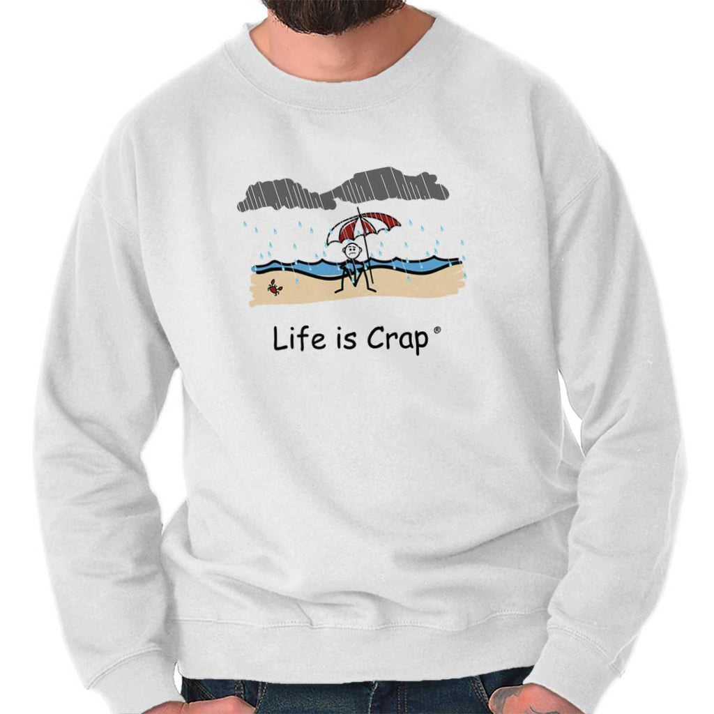 Rainy Beach Sweatshirt-Direct To Garment Print-Life Is Crap