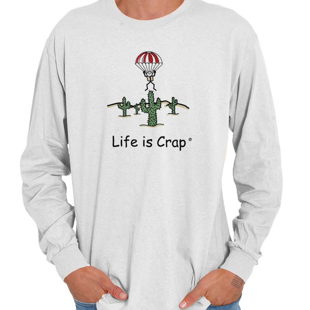 Parachute Cactus Long Sleeve Tee-Direct To Garment Print-Life Is Crap