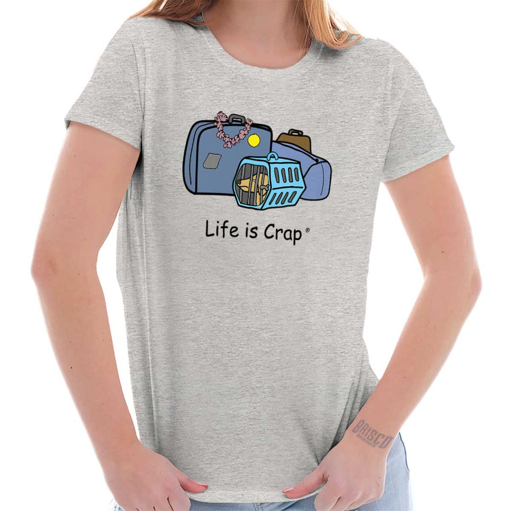 Dog Carrier Ladies T-Shirt-Direct To Garment Print-Life Is Crap