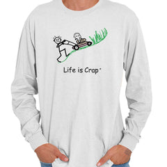 Lawn Mowing Long Sleeve Tee-Direct To Garment Print-Life Is Crap
