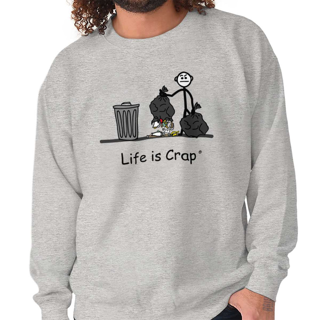 Broken Garbage Bag Sweatshirt-Direct To Garment Print-Life Is Crap