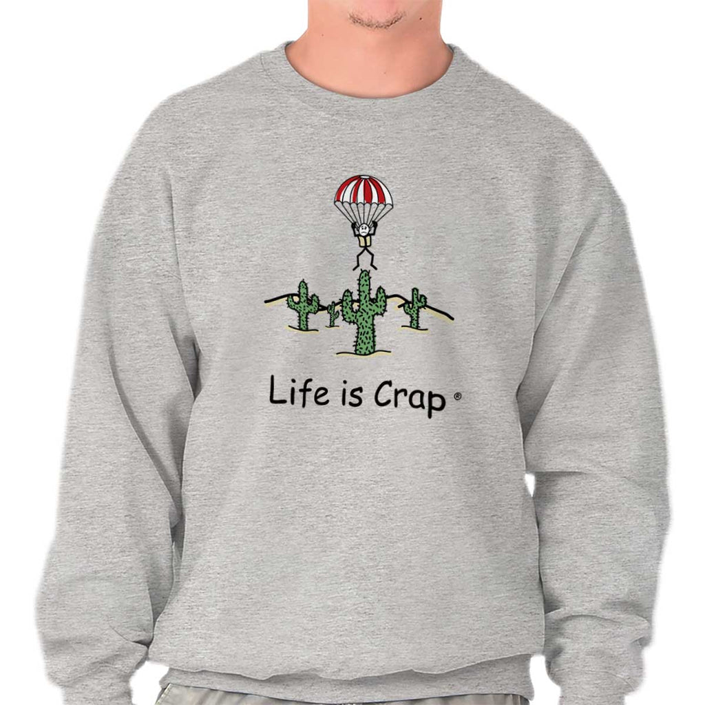 Parachute Cactus Sweatshirt-Direct To Garment Print-Life Is Crap