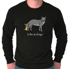 Small Dog Hump Long Sleeve Tee-Direct To Garment Print-Life Is Crap