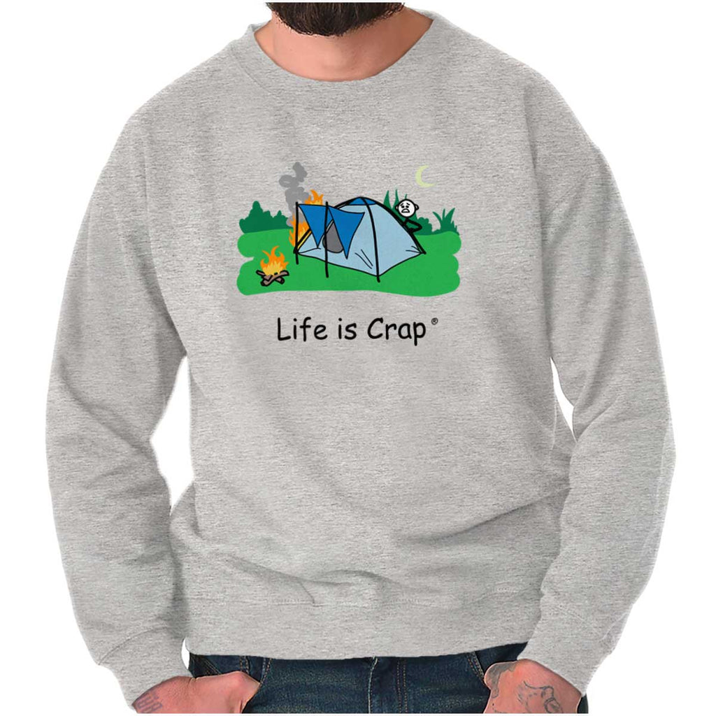 Tent On Fire Sweatshirt-Direct To Garment Print-Life Is Crap