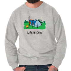 Tent On Fire Sweatshirt-Direct To Garment Print-Life Is Crap