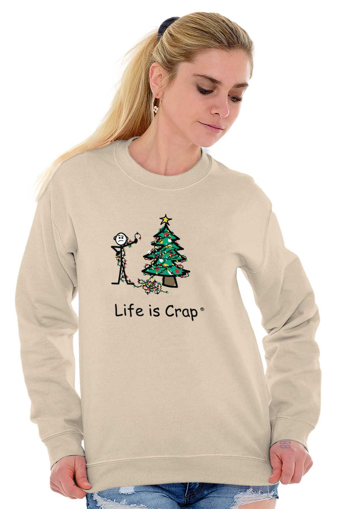 Christmas Lights Sweatshirt-Direct To Garment Print-Life Is Crap