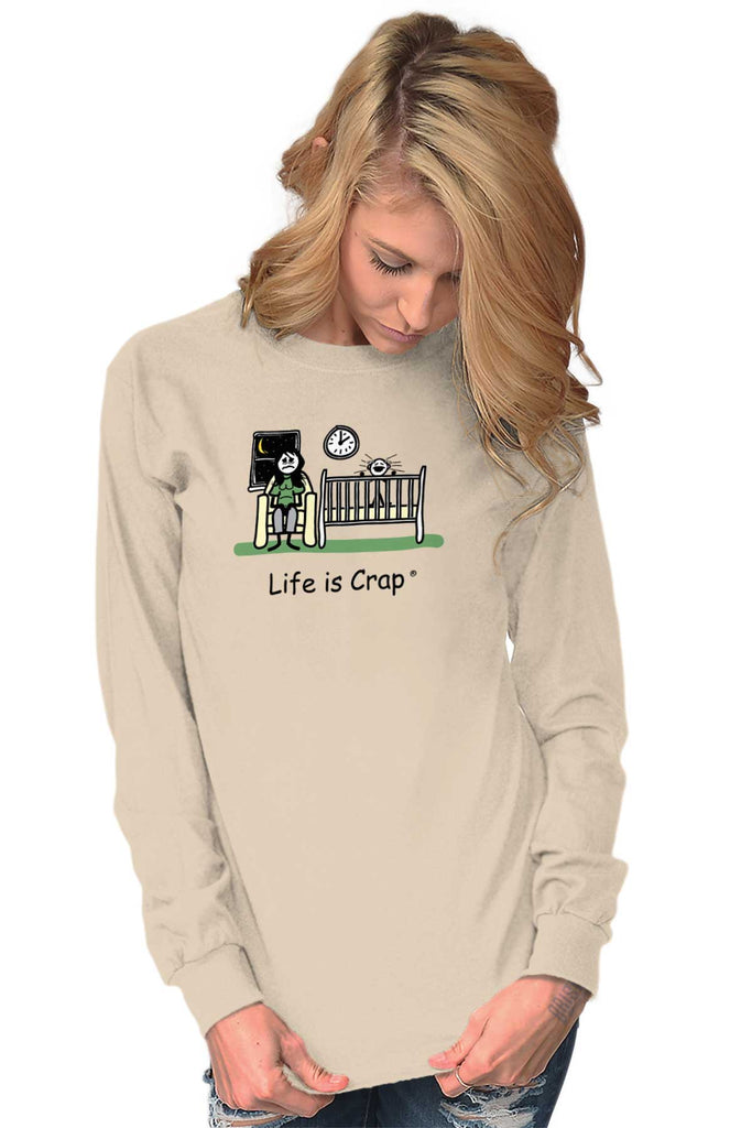Crying Baby Long Sleeve Tee-Direct To Garment Print-Life Is Crap