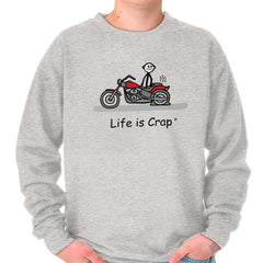 Motorcycle Flat Sweatshirt-Direct To Garment Print-Life Is Crap