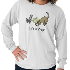 Skunk Spray Dog Long Sleeve Tee-Direct To Garment Print-Life Is Crap