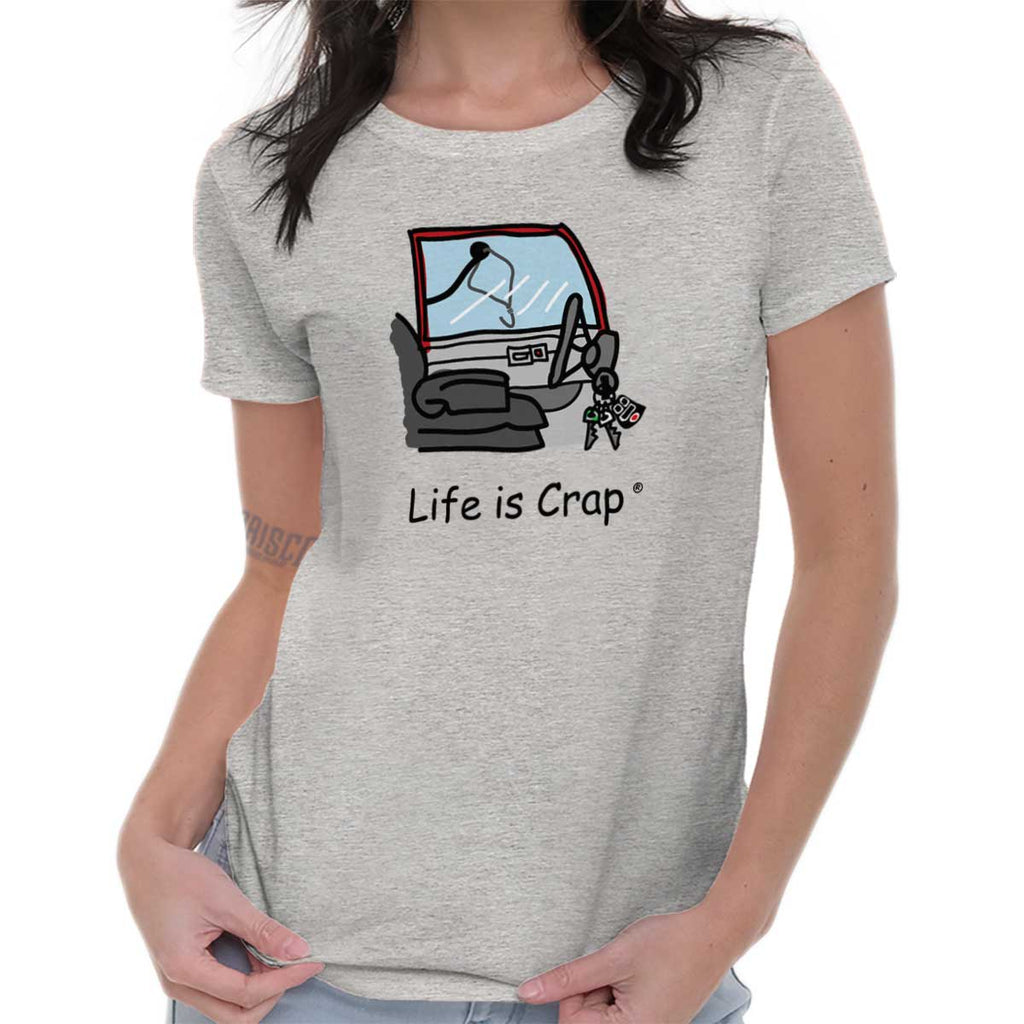 Keys In Car Ladies T-Shirt-Direct To Garment Print-Life Is Crap