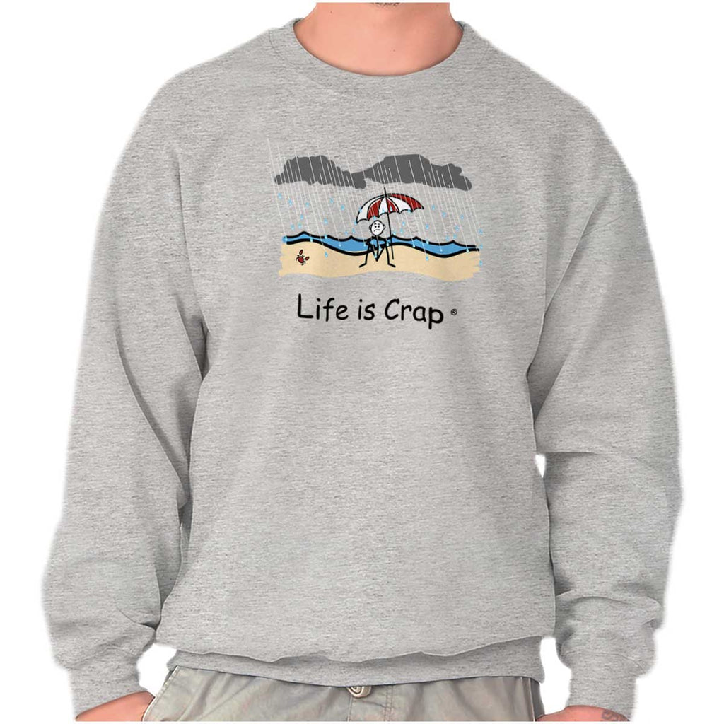 Rainy Beach Sweatshirt-Direct To Garment Print-Life Is Crap