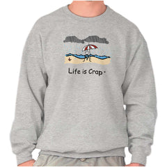 Rainy Beach Sweatshirt-Direct To Garment Print-Life Is Crap
